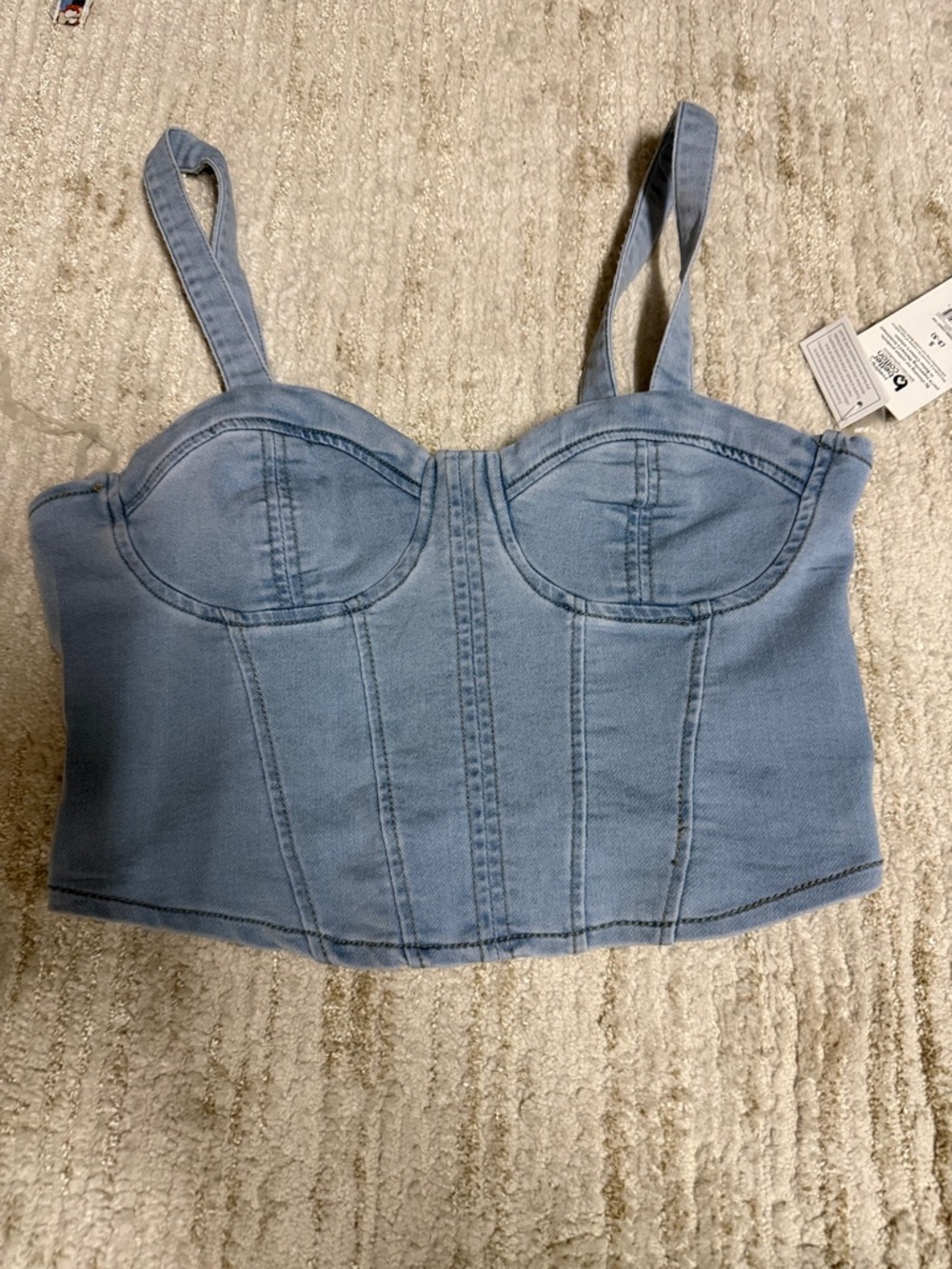 No Boundaries Light Blue Denim Bustier Crop Top